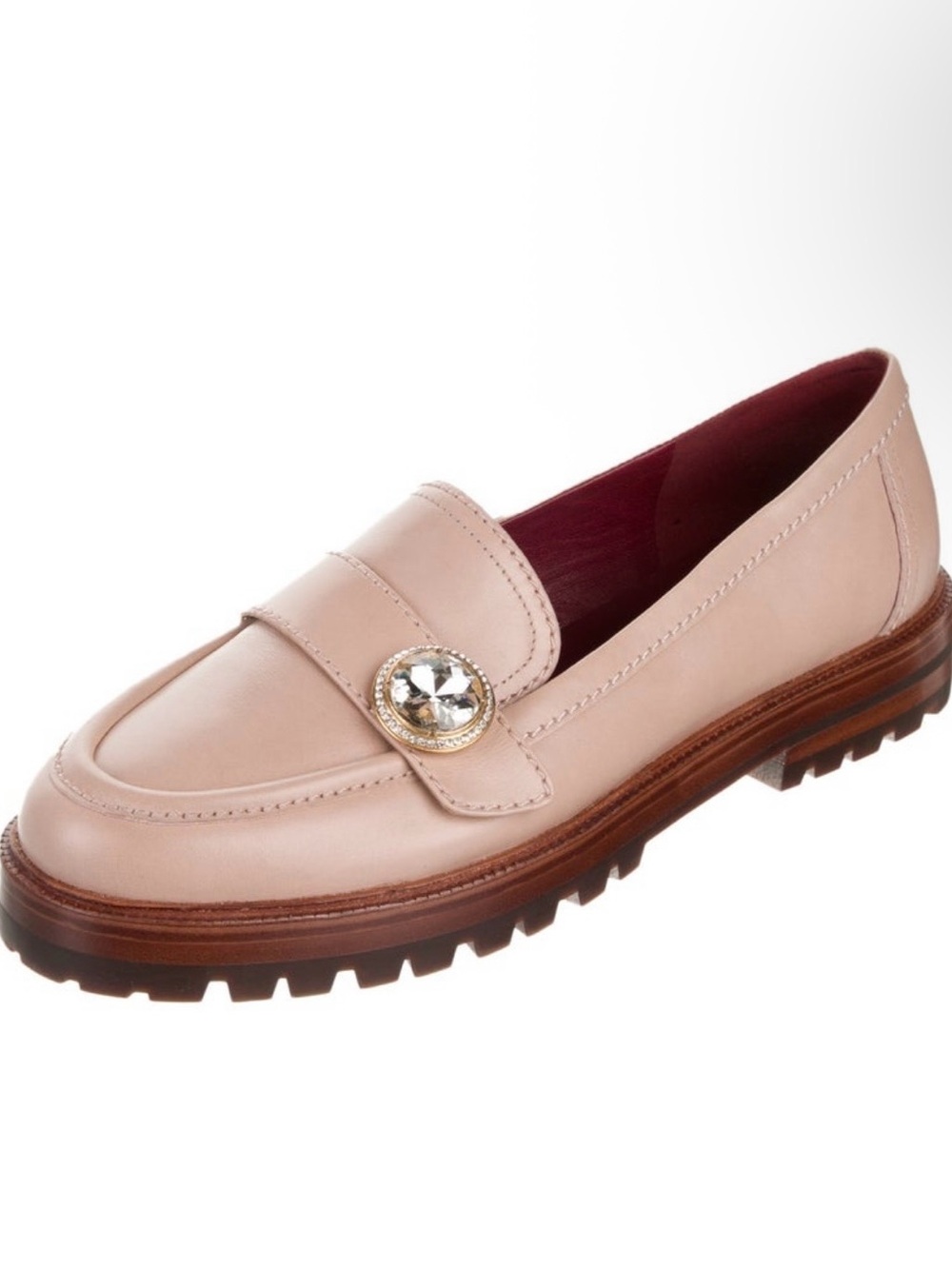 kate spade Blush Leather Loafer with Jewel Accent